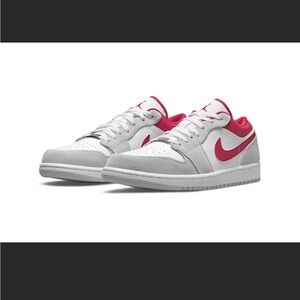 Size 10 Air Jordan 1 Low White/Grey-Red